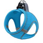Mita Air Mesh Kedi Köpek Göğüs Tasması Çift Reflektörlü, Terletmeyen Turkuaz / Neon Blue